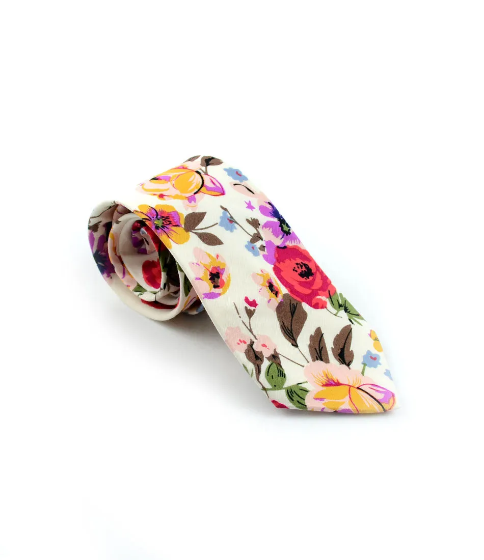 Prussian Blue Floral Neck Tie