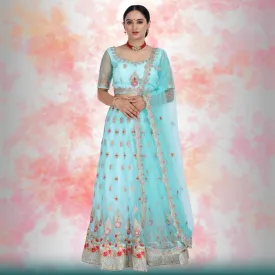 Pure net Lehenga Choli - Blue