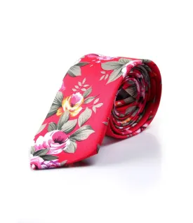 Rich Pink Floral Neck Tie