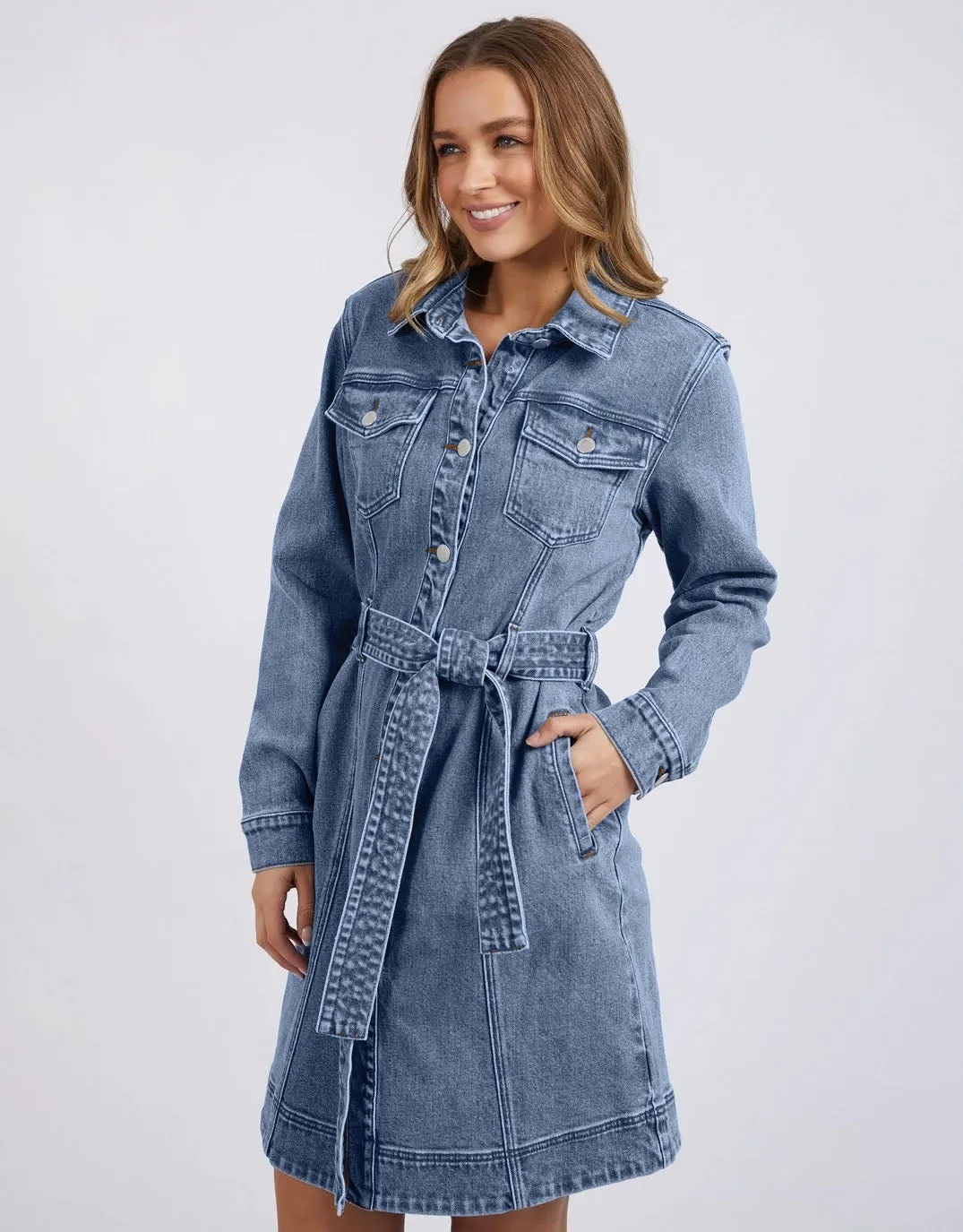 Riley Denim Dress - Mid Blue