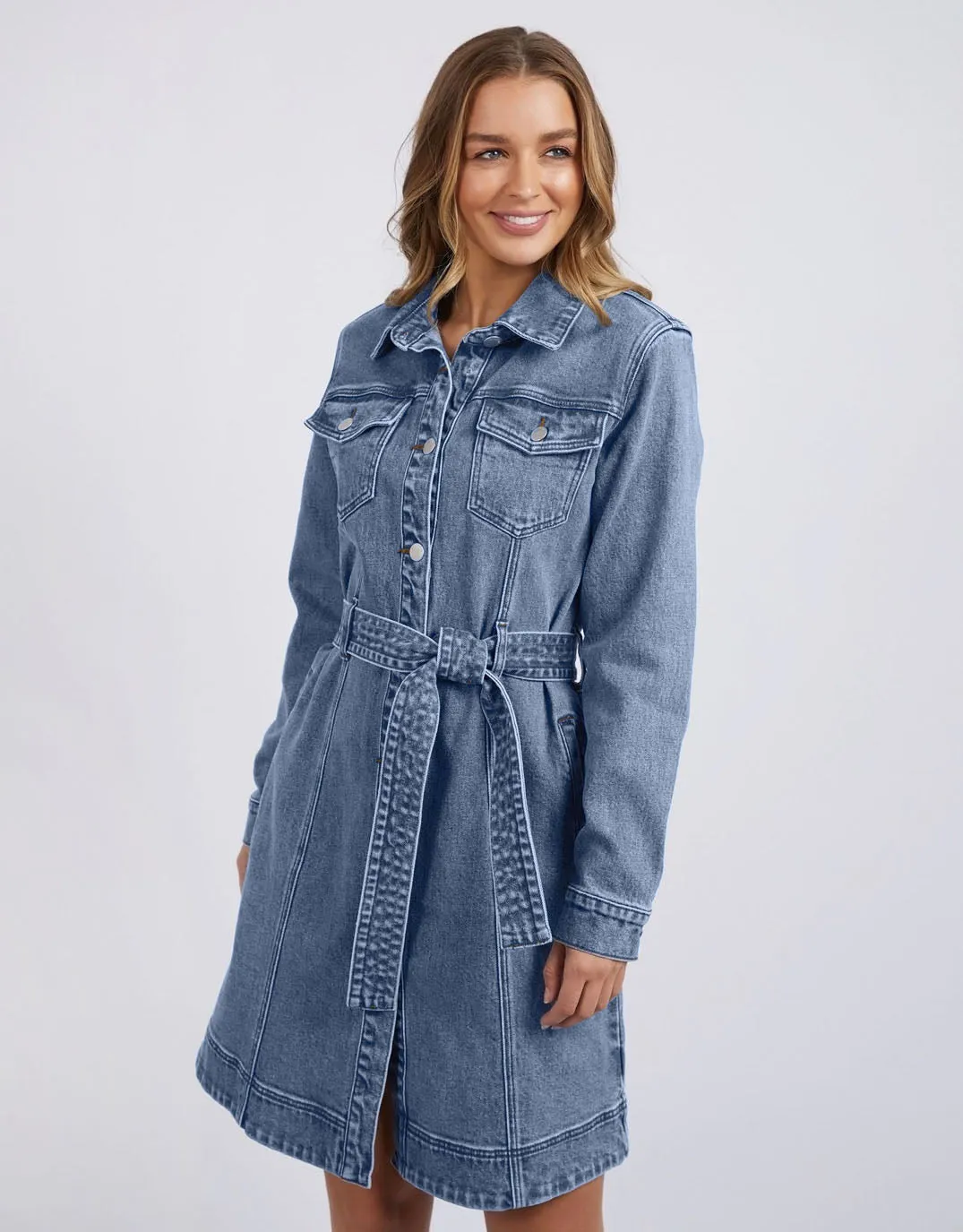 Riley Denim Dress - Mid Blue