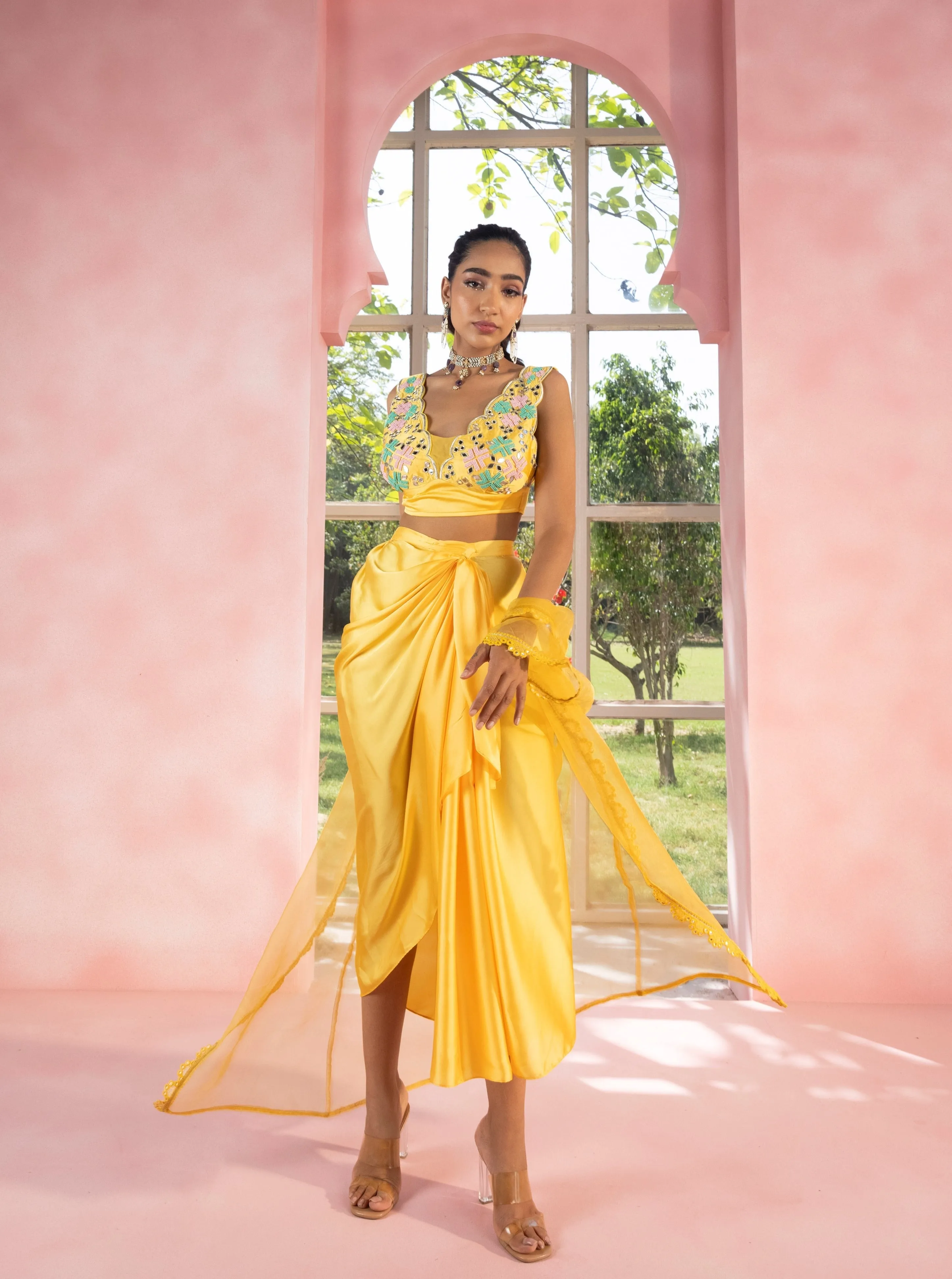 Saanvi, Sana, and Samiha Yellow Coord Set