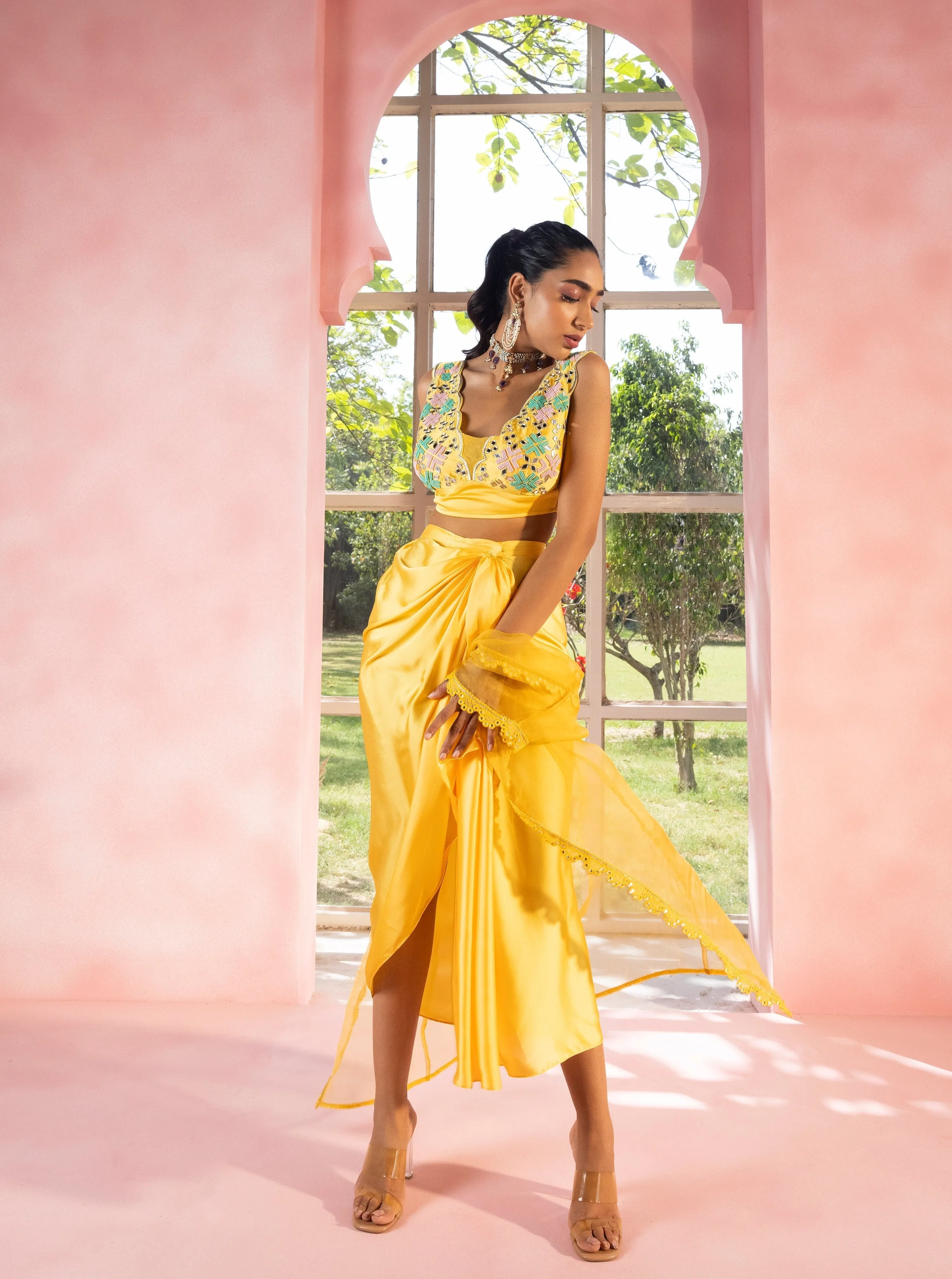 Saanvi, Sana, and Samiha Yellow Coord Set