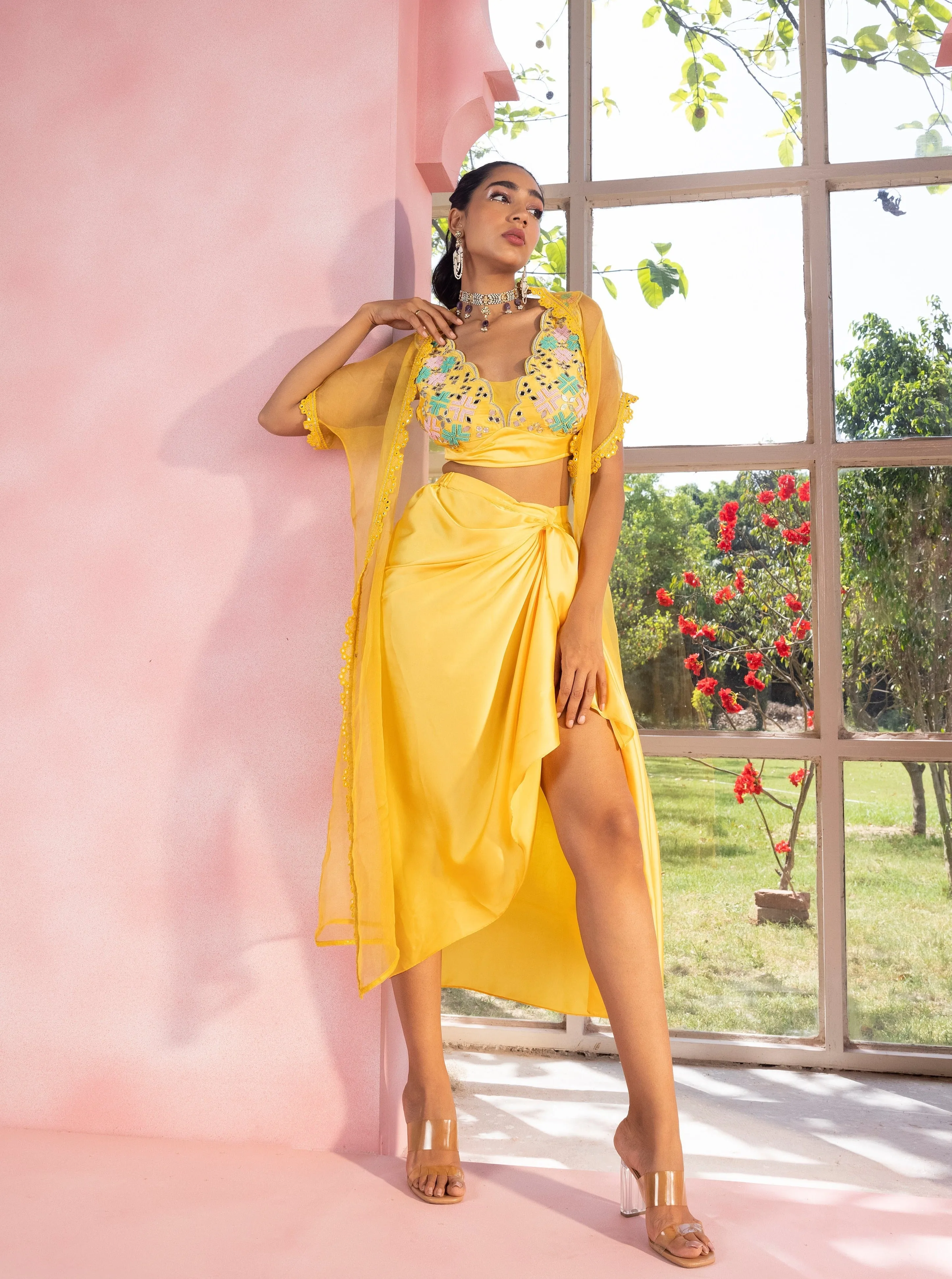 Saanvi, Sana, and Samiha Yellow Coord Set