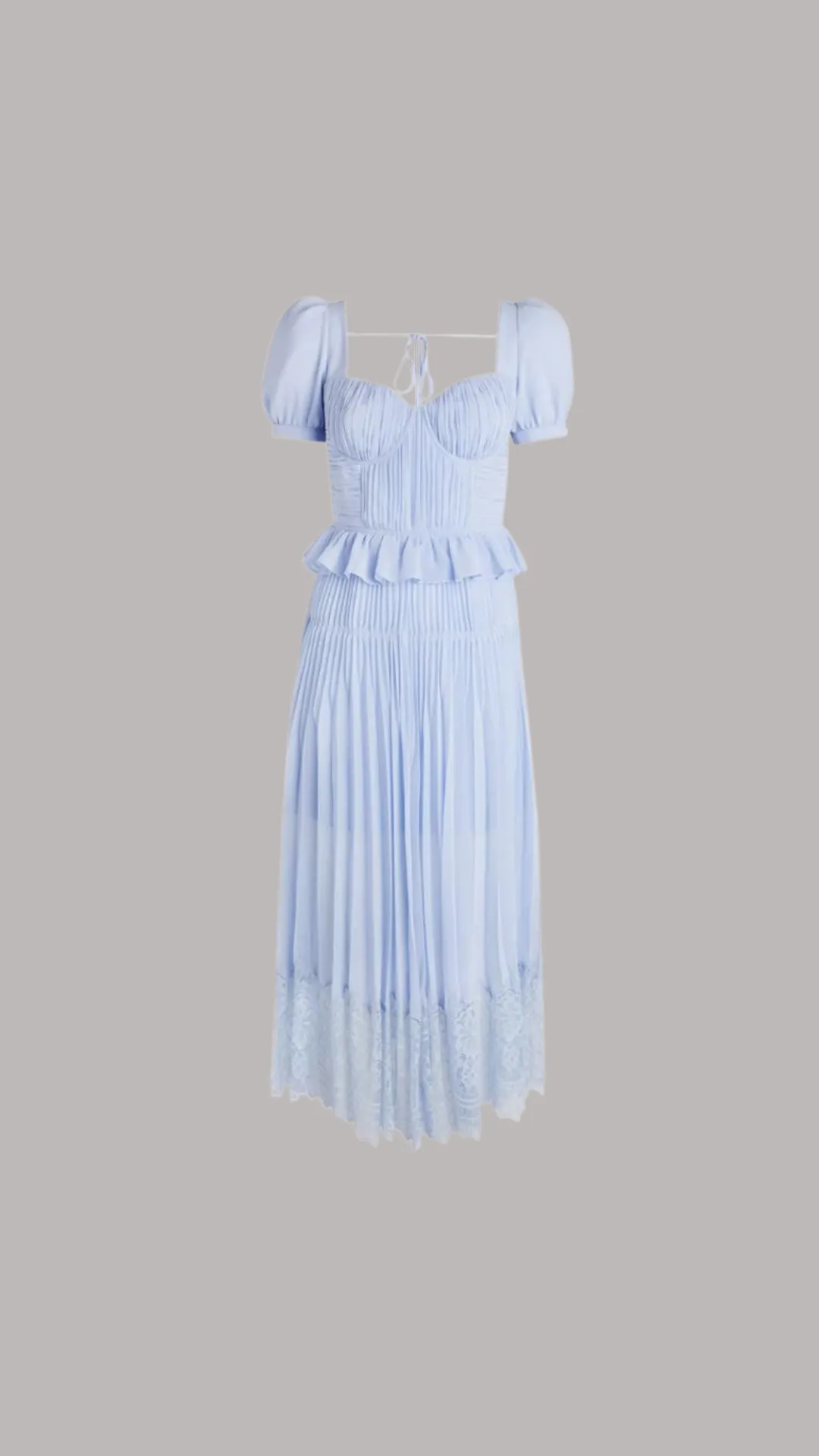 Self-Portrait Blue Pleated Chiffon Midi Dress