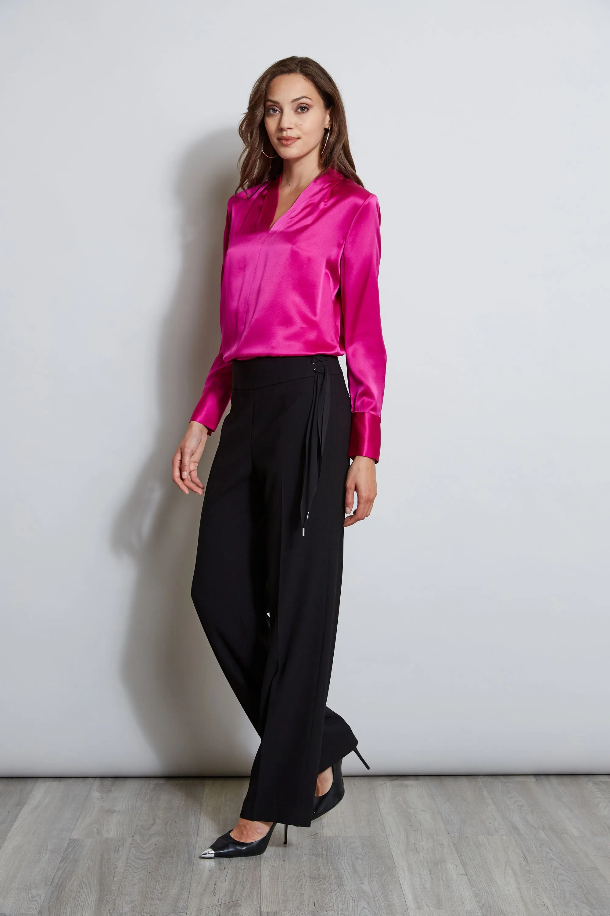 Silk Satin Contour Neck Shirt