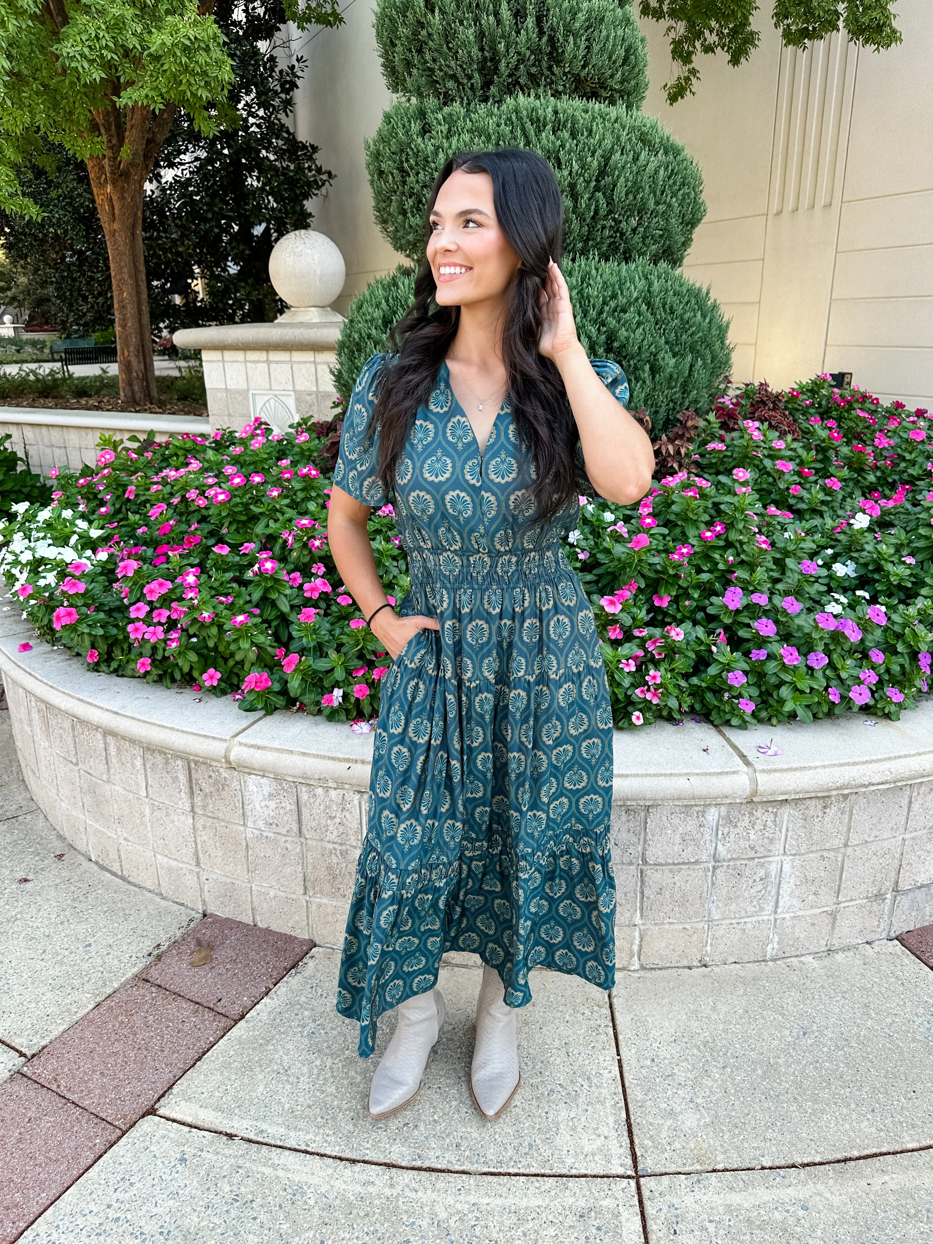 Smocked Waist Midi Dress