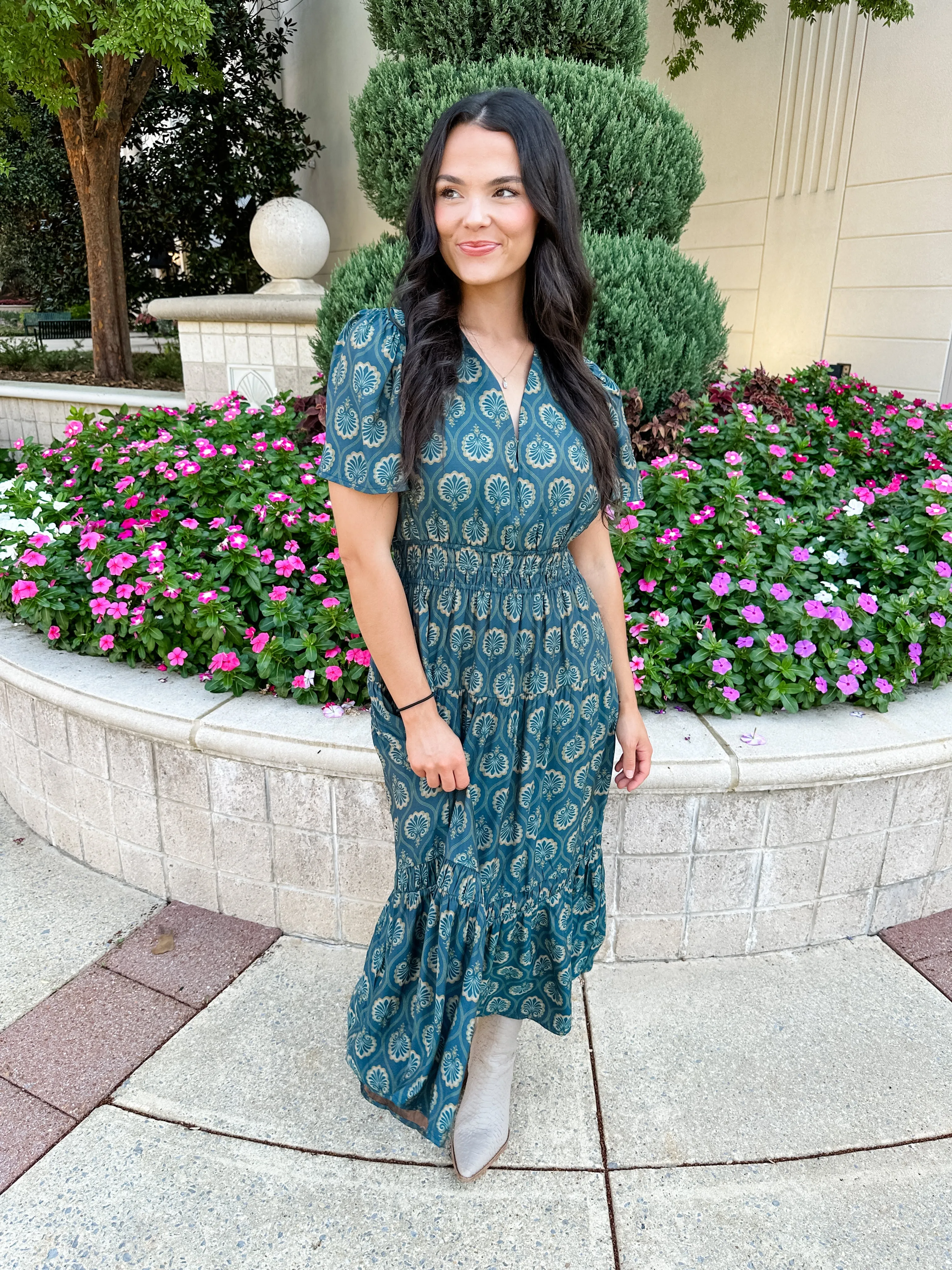 Smocked Waist Midi Dress