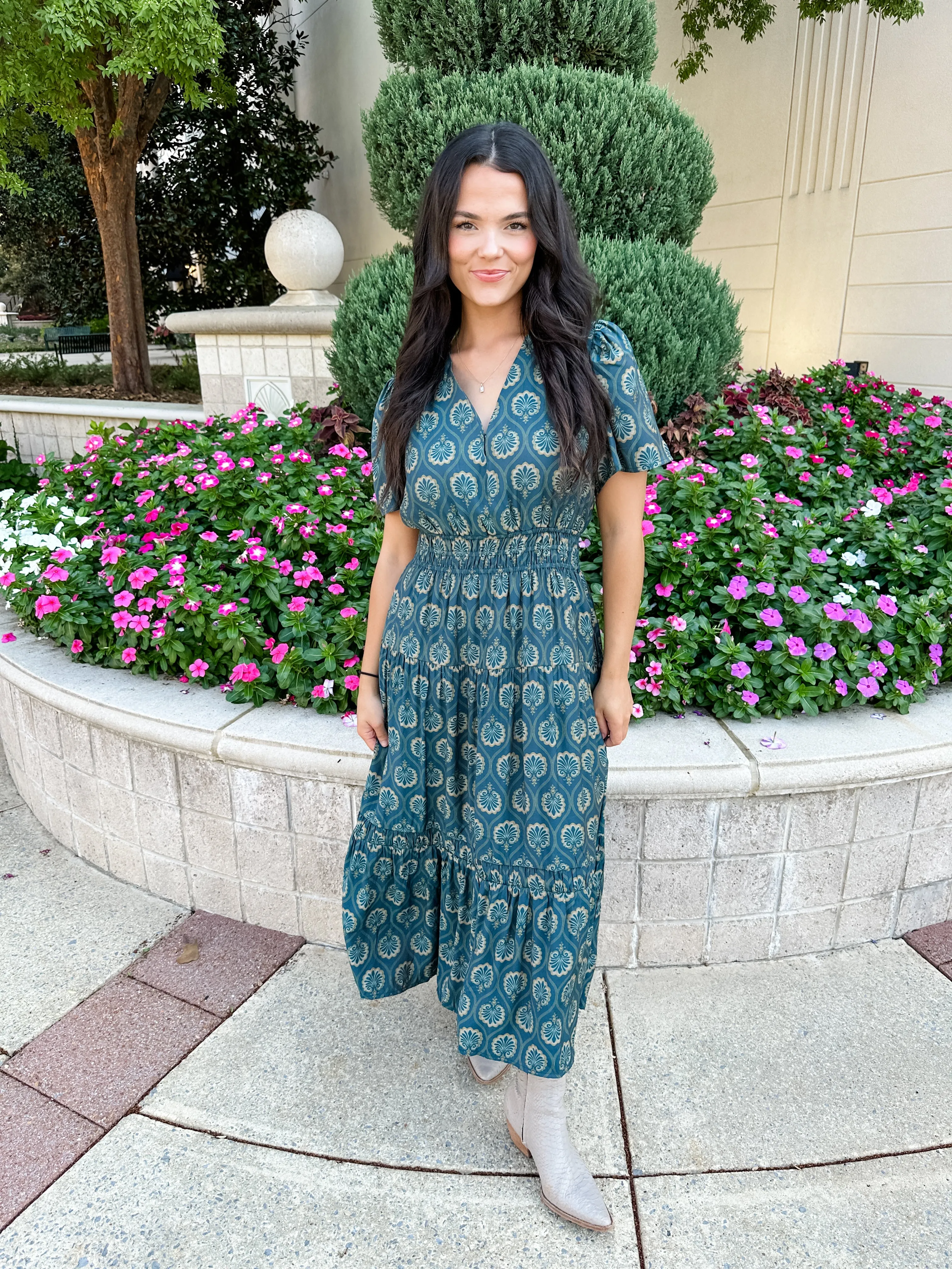 Smocked Waist Midi Dress