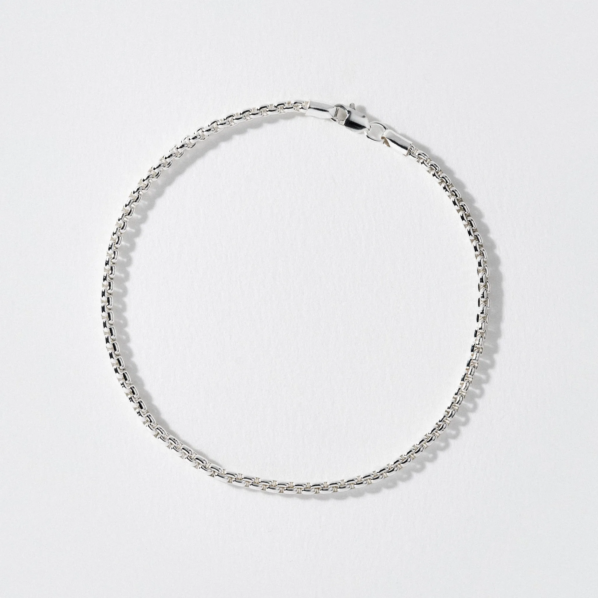 Sterling Silver Box Chain Bracelet - Polished 2.6mm