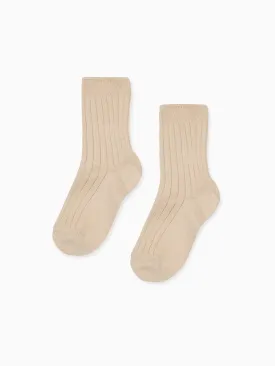 Stone Ribbed Short Kids Socks