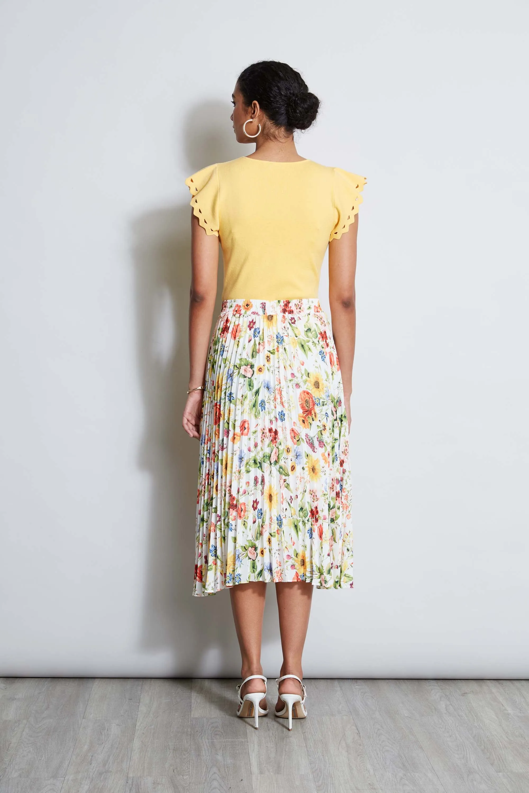 T-Tahari Sunray Garden Pleated Skirt