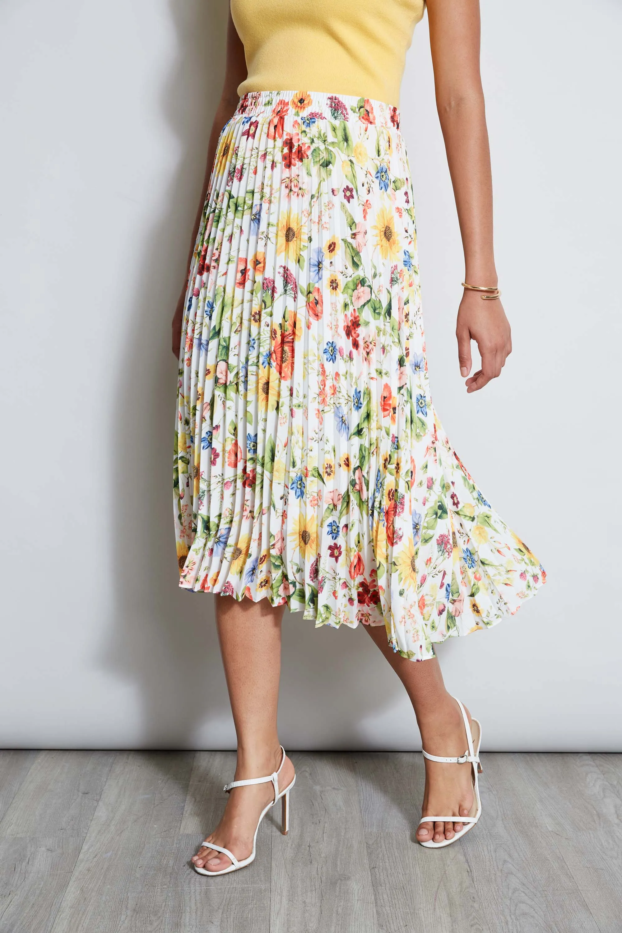 T-Tahari Sunray Garden Pleated Skirt