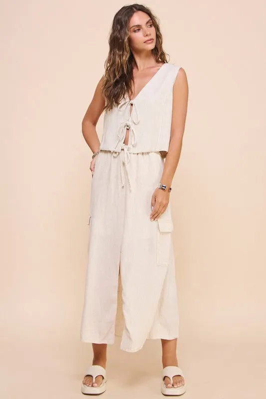 The Delilah Linen Tie Vest