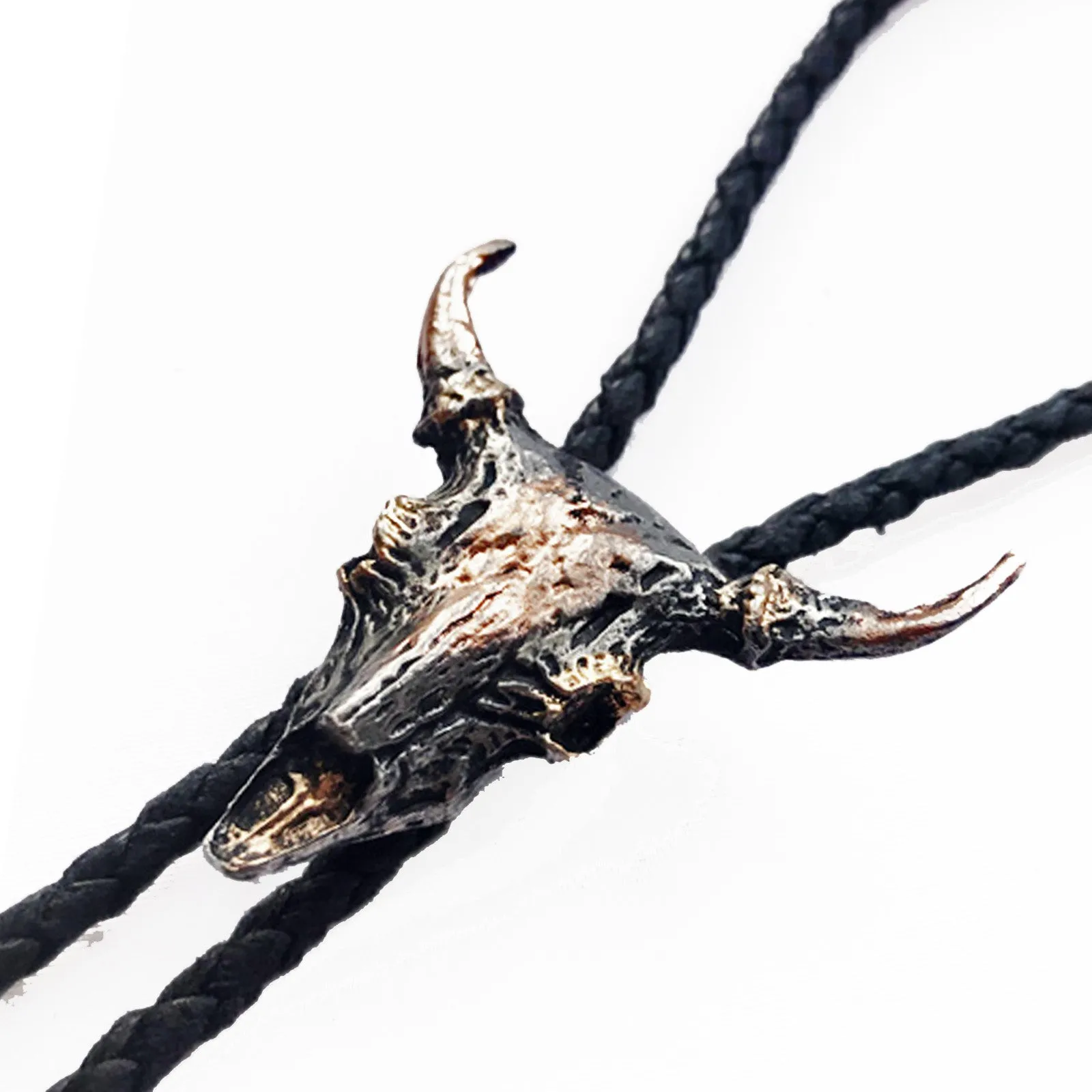 Tri-Color Steer Skull Western Bolo Tie