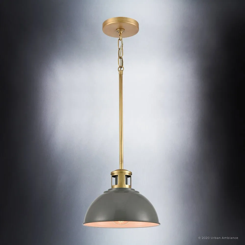 UEX2520 Cosmopolitan Pendant 8''H x 10''W, Native Brass & Gray Finish, Georgetown Collection