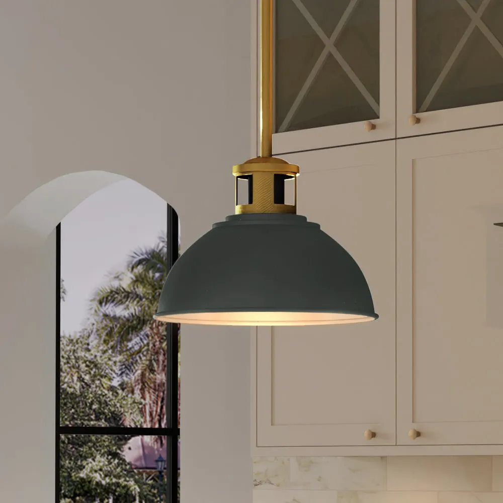 UEX2520 Cosmopolitan Pendant 8''H x 10''W, Native Brass & Gray Finish, Georgetown Collection