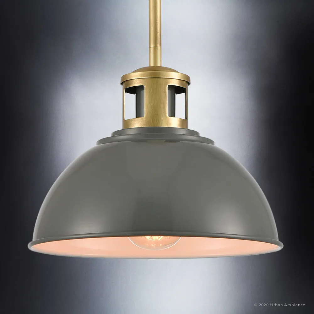 UEX2520 Cosmopolitan Pendant 8''H x 10''W, Native Brass & Gray Finish, Georgetown Collection