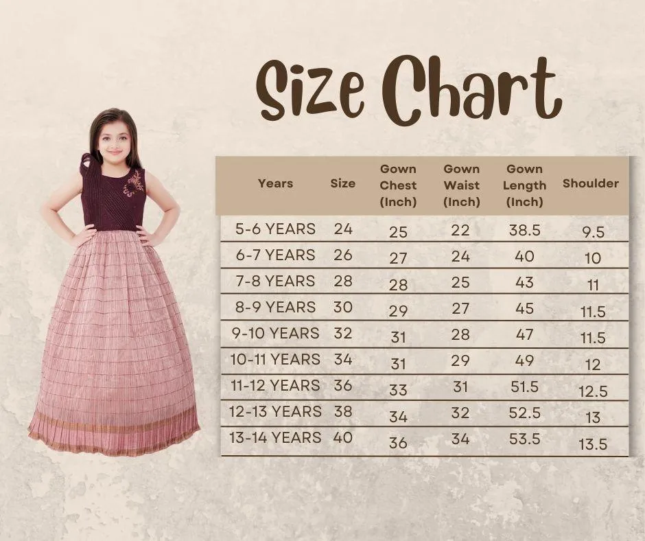 Wine Coloured Trendy Wire Styled Pattern Maxi Dress Gown For Girls