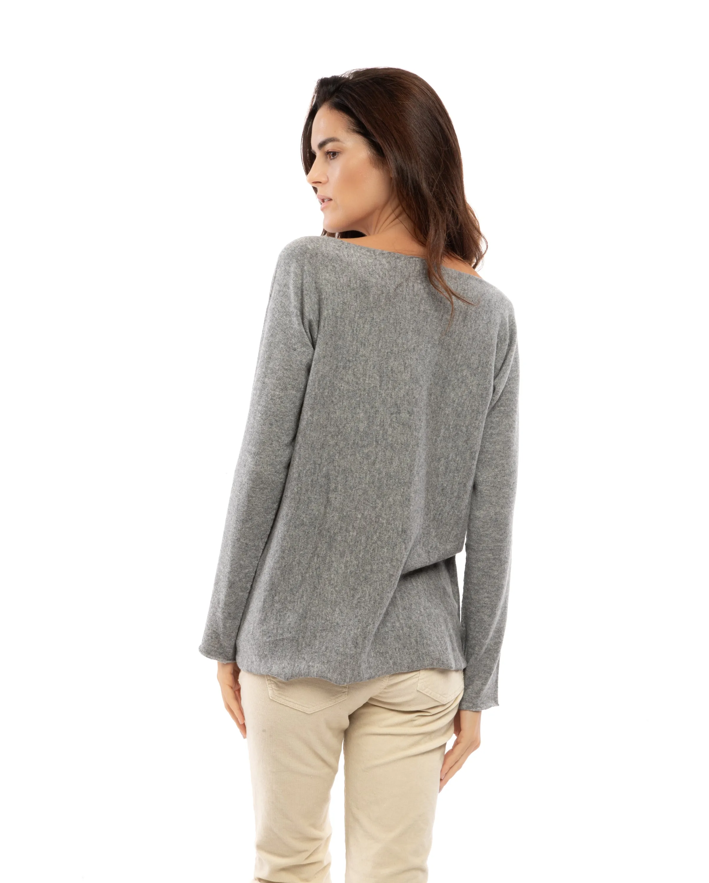 Women's Cashmere Maxi Lounge Boatneck Melange Gray