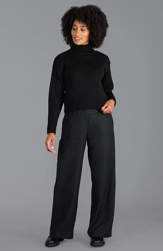 Womens Chunky Merino Wool Cropped Submariner Jumper