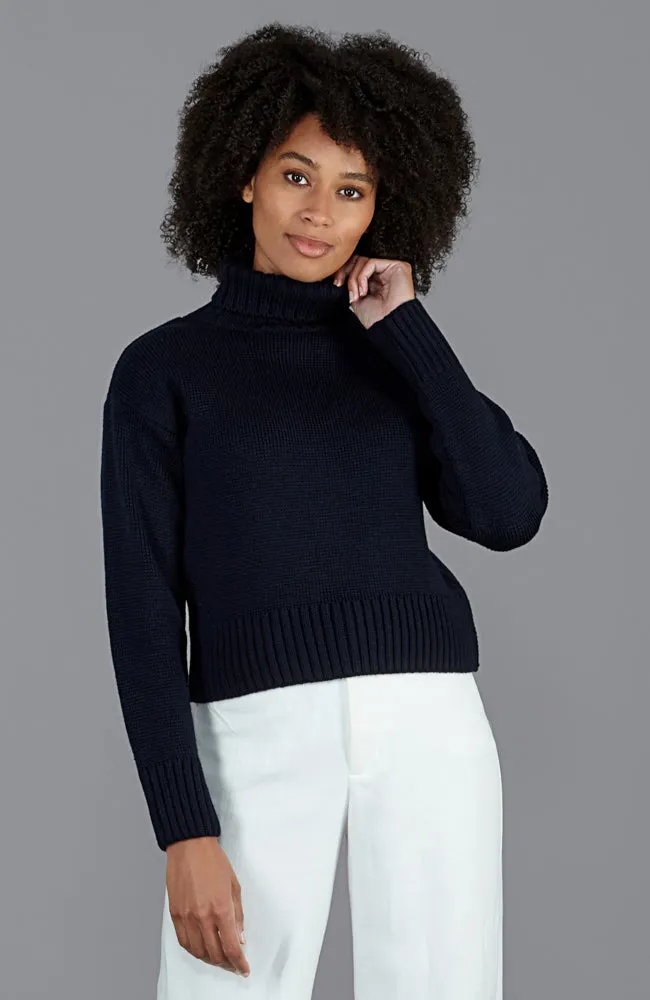 Womens Chunky Merino Wool Cropped Submariner Jumper