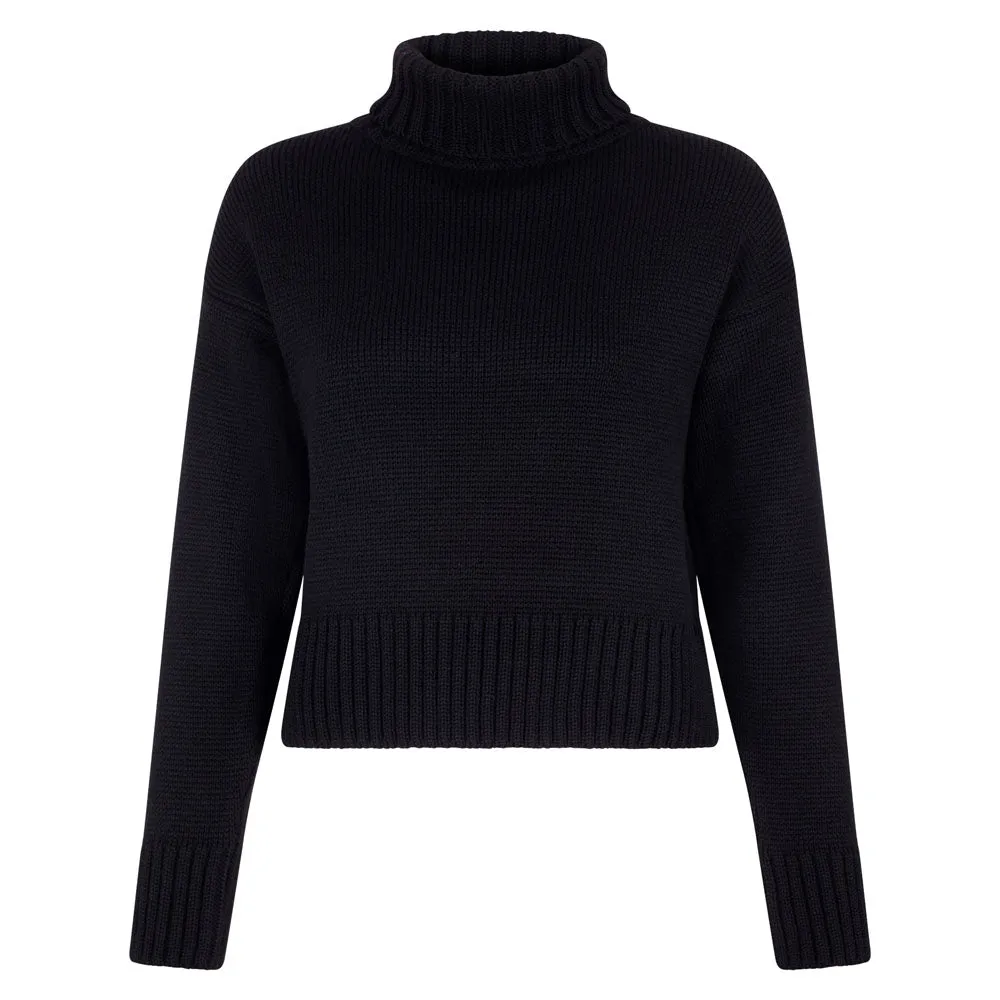 Womens Chunky Merino Wool Cropped Submariner Jumper